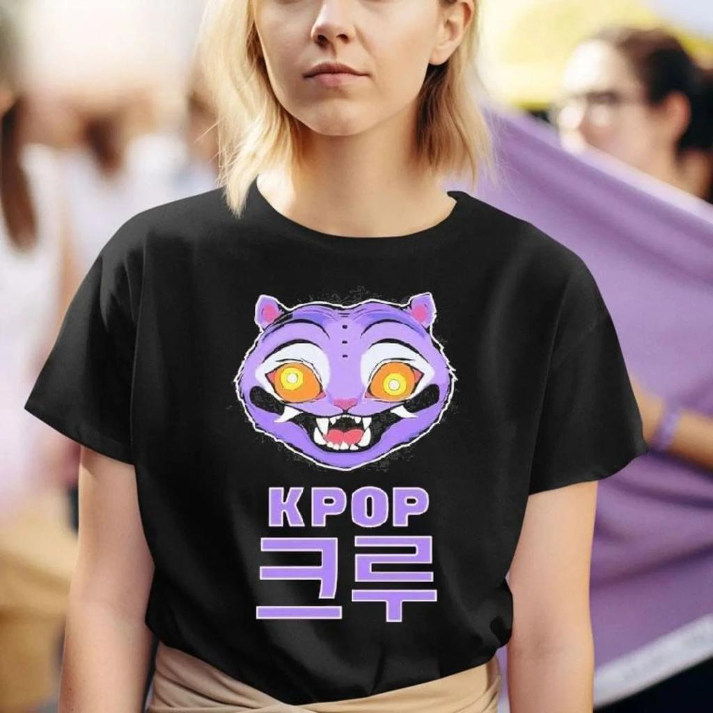 New Summer Vintage KPop Demon Hunters Tiger T-shirts for Men Harajuku Cute Round-neck Heavy T-shirts Oversize Unseix Tee Top