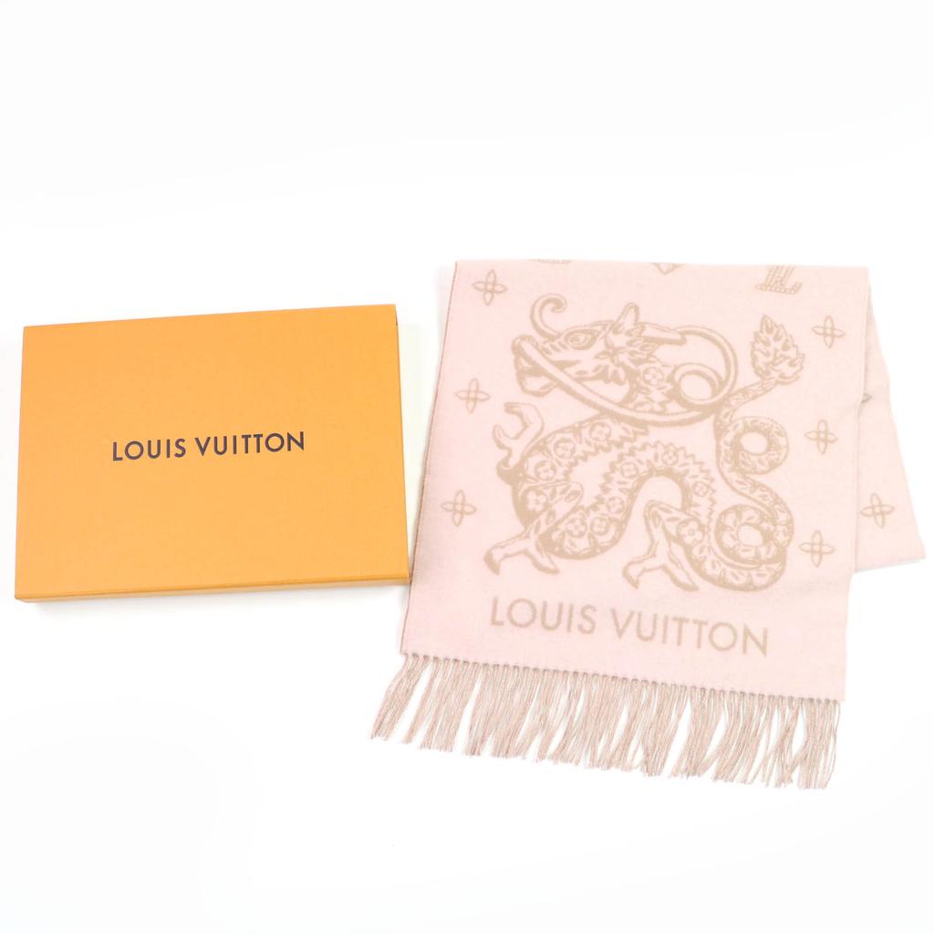 Great LOUIS VUITTON Echarpe Reykjavik Precious Dragon pink cashmere M79543 Used