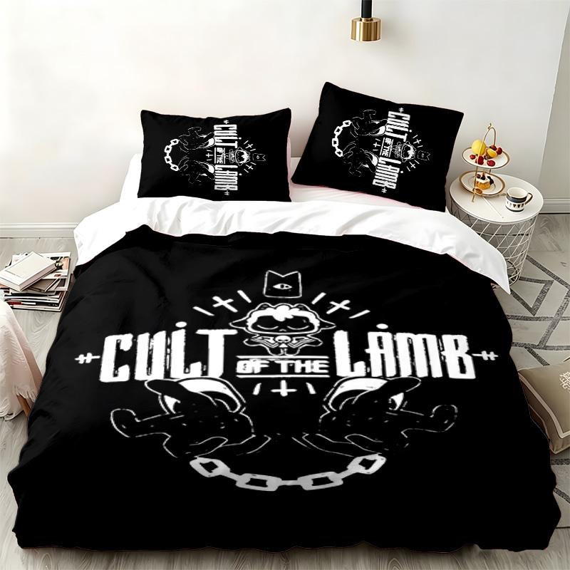 Cult of the Lamb 3pc set Perfect for bedroom use Comfortable bedding set includes a duvet cover and two pillowcases Ideal birthday or Christmas gift