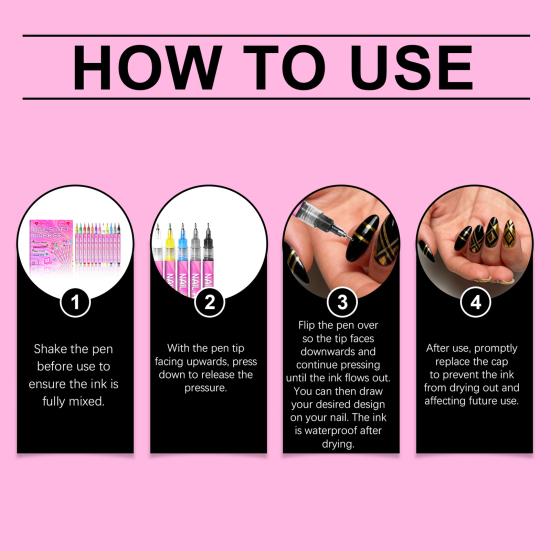 1 Zestaw 12 Kolorów Pisaki do Nail Art 0.5MM DIY Żelowy Nail Art Markery do Farby Akrylowej Szybkoschnące Graffiti Kropkowanie Końcówka Linery Narzędzia do Rysowania i Malowania Nail Art