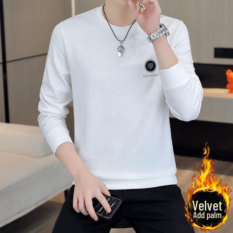 Men's Velvet Slim-Fit Long-Sleeve Sweatshirt for Spring & Autumn