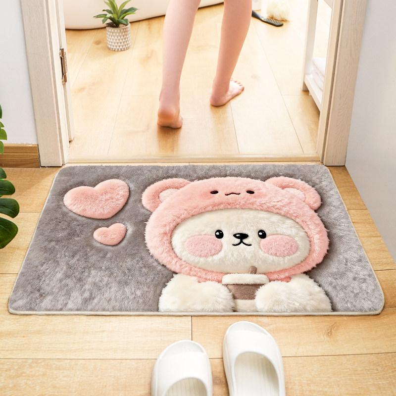 Cute Cartoon Animal Floor Mat Quick drying Non slip Foot Mat Entrance Soft Water absorbing Door Mat Home Decoration