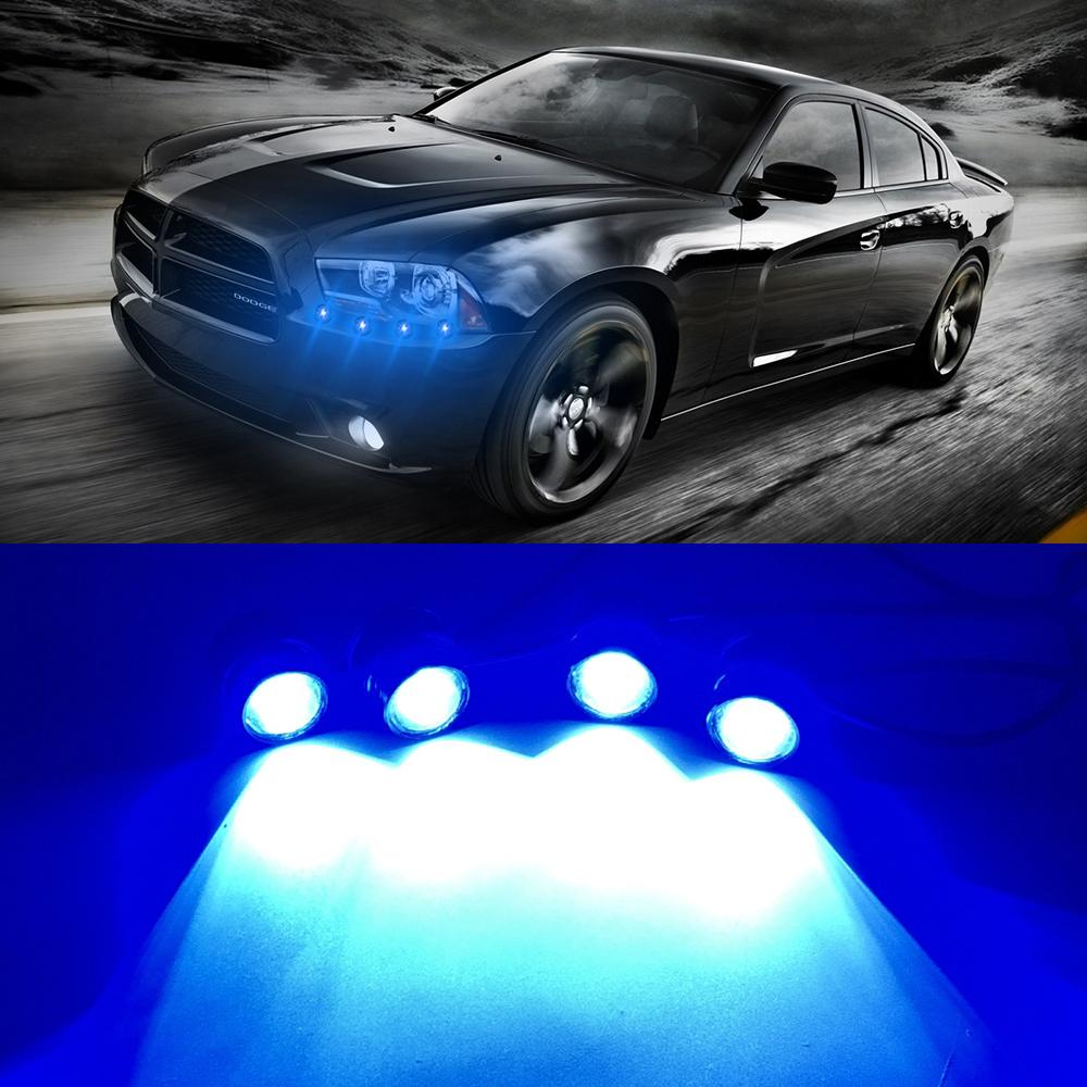 

4 in 1 Led Eagle Eye Flashing Warning Light With Remote Control Car Lights Strobe Signal Lamp Drl Daytime COB Hawkeye Lights 12V 1 set синий