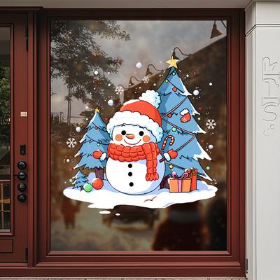 Decorazione Pupazzo di Neve di Natale Stile Anime e Manga Disposizione Elettricità Statica Finestra Ristorante Fiori Atmosfera Adesivi