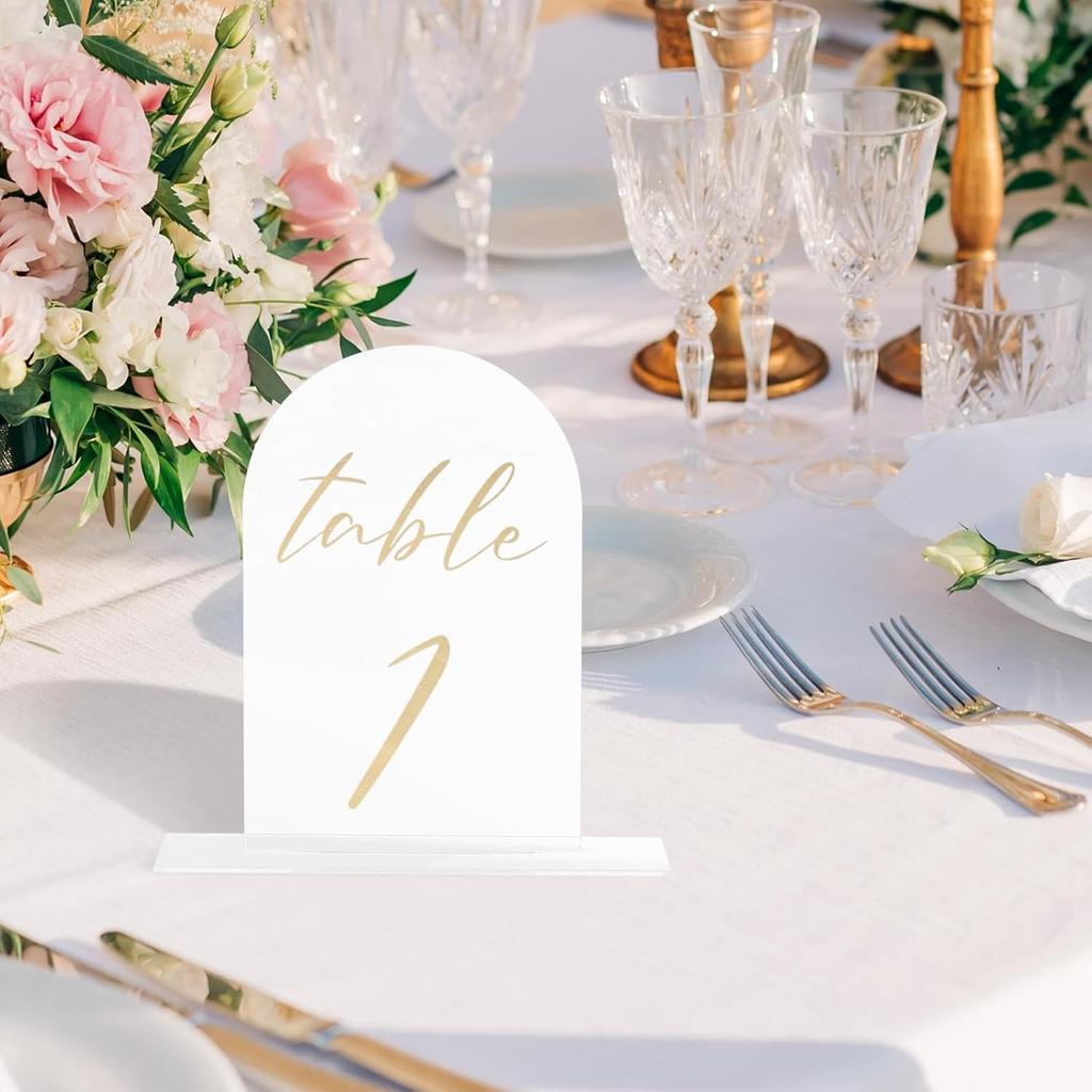 PATIKIL Wedding Table Numbers 1-10, 6"x4" Acrylic Display Signs and Holders for Weddings Receptions with Stands Parties Events Centerpiece, Frosted