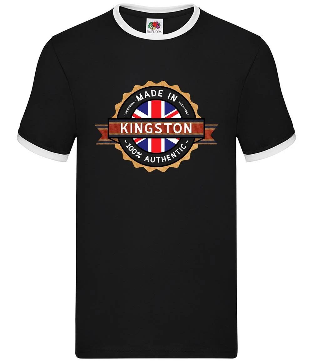 Made In KINGSTON - Mens Ringer - Town City Village Born Love Live Hometown XL