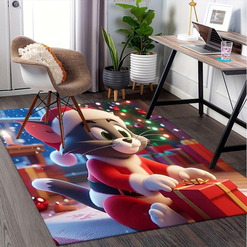 Christmas Santa Cat Gift Box DecorationOffice Mat Home Decor Gift For Halloween & Christmas LD35 60cm by 90cm