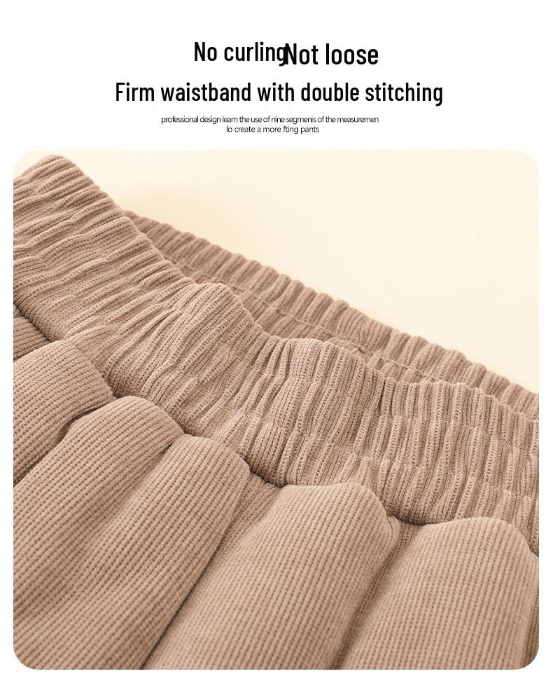 Thick Fleece-Lined Lambswool Pants for Seniors – Warm Cotton, Plus Size, Ideal for Moms and Grandmothers.