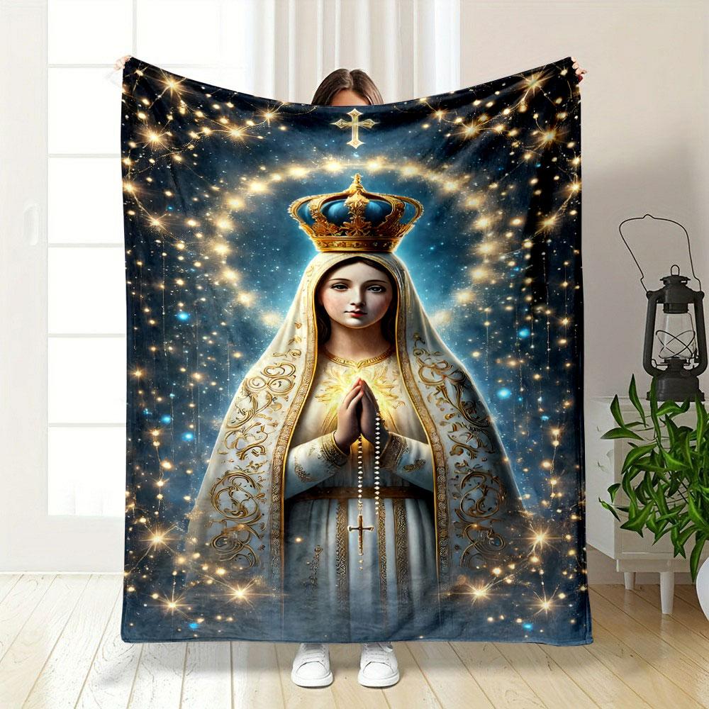 Our Lady of Fatima Prayer Blanket Printed Blanket for Living Room Bed Couch lunch break Soft Cozy Blanket for Friend's festival Gift