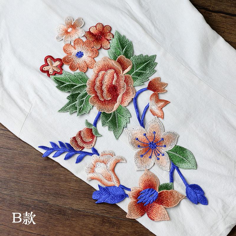 BIG applique embroidery flower patches para vestuario decorative sew on designer patches for jeans parches bordados para ropa