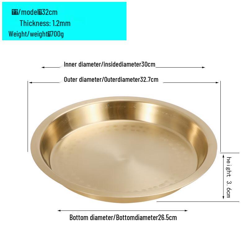 Handun Thickened Round Brass Deep Serving Plate