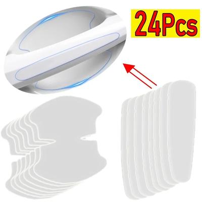 4-24pcs Car Door Handle Crash Protection Stickers Cars Anti Scratch Transparent Self-Adhesive Stickers Auto Exterior Accessories
