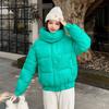 2025 winter new new hooded cotton jacket short warm sleeve label jacket
