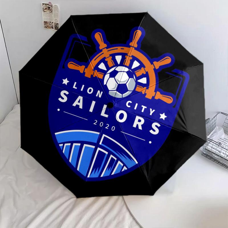 Lion City Sailors Football Club pattern, automatic folding umbrella, portable and foldable design, 8 ribs, a Christmas or birthday gift.