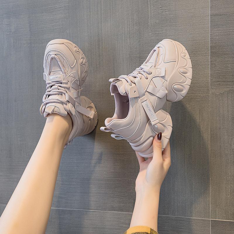 Popular Thick-soled Inner Height-increasing Dad Shoes 2025 Spring New Star with the Same Casual Versatile Fashion Style Lace-up Women