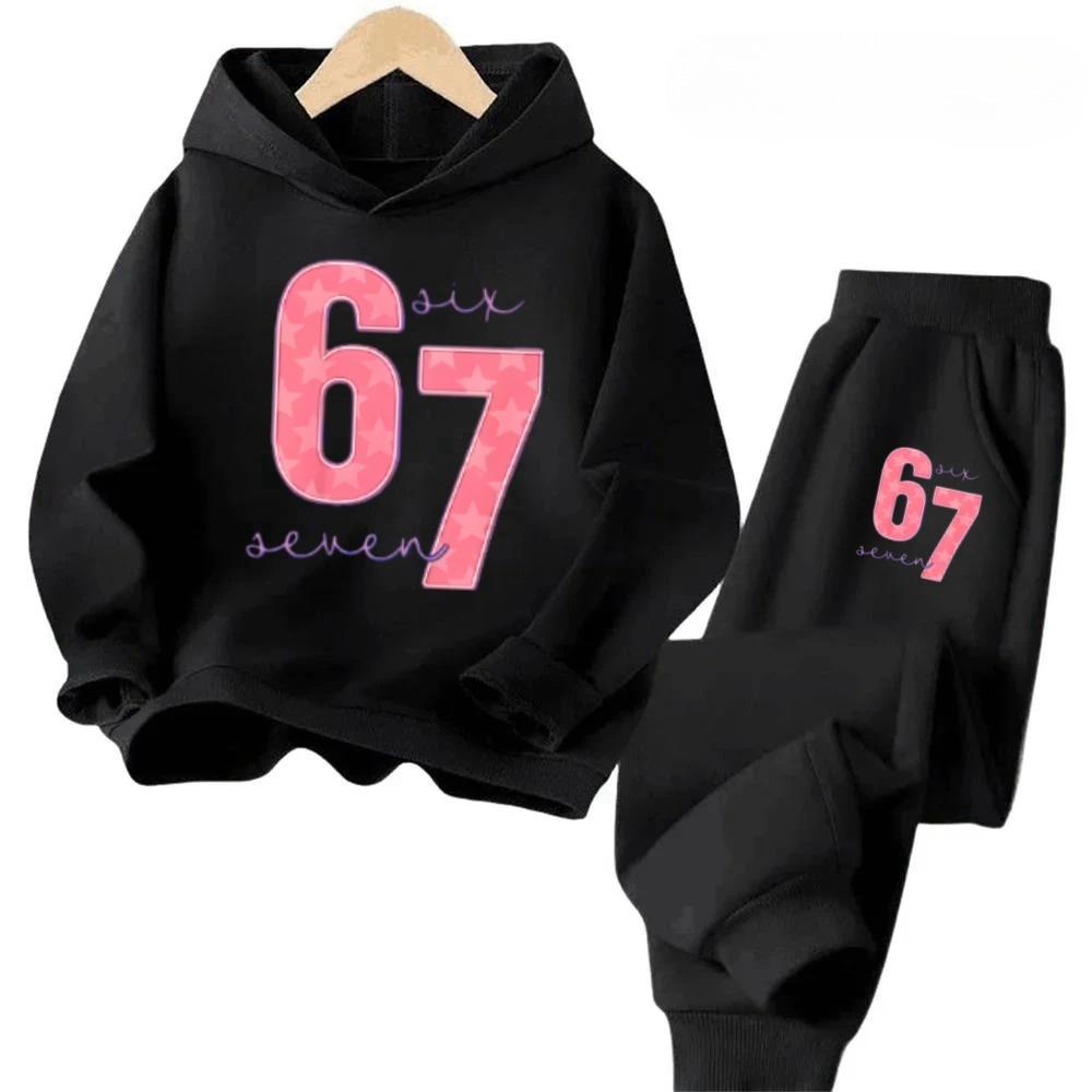 67 Trendy Big Kids Set 4-13Y Abstract Pattern 2Pcs Outfit Comfortable Daily Wear Worldwide Children's Comfortable Sweatshirt Set