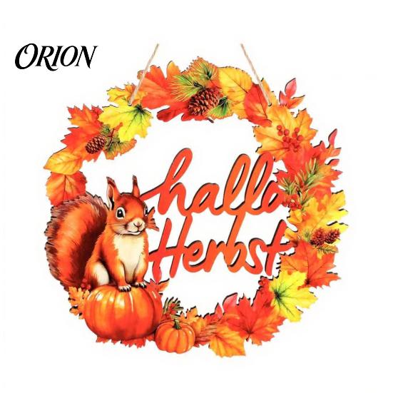 Rustic Farmhouse Wall Art Autumn Harvest Wooden Wreath Pendant, Front Door Hanging Ornaments with Hemp Rope, Natural Wood Fall Sign Pumpkins