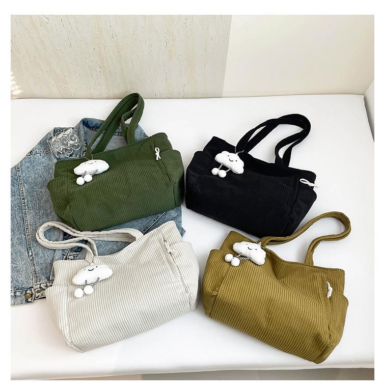 Women's Corduroy Mori-Style Handbag - Large Capacity, Versatile Retro School Bag