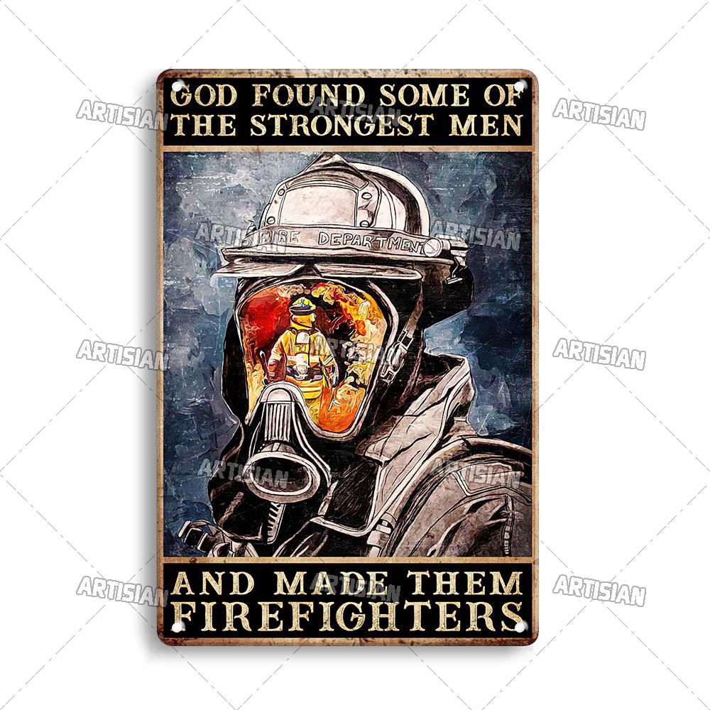 Artisian Firefighter Metal Sign Fireman Vintage Tin Plaque Retro Decorative Poster Wall Decor Garage Bar Pub Club Hotel Cafe