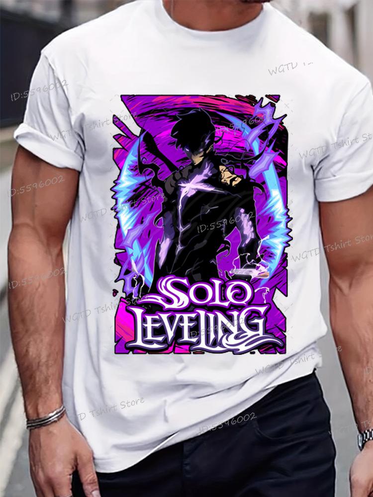 Anime Solo Leveling Tričko Vtipná grafika Sung Jin-Woo Pánské oblečení Krátký rukáv O-výstřih Topy Komiks Solo Leveling Bílá trička