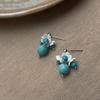 Ethnic Turquoise Round Beads Ear Stud Piercing Earrings For Women Bohemia Fashion New Jewelry Friend Gift Party Daily