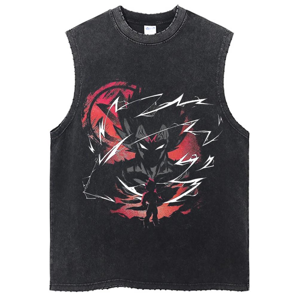 

Футболки Dragon Ball Z Harajuku Hip Hop Fashion Vintage Washed Anime Man Tops Tees Retro Manga Oversize Sleeveless Shirt L