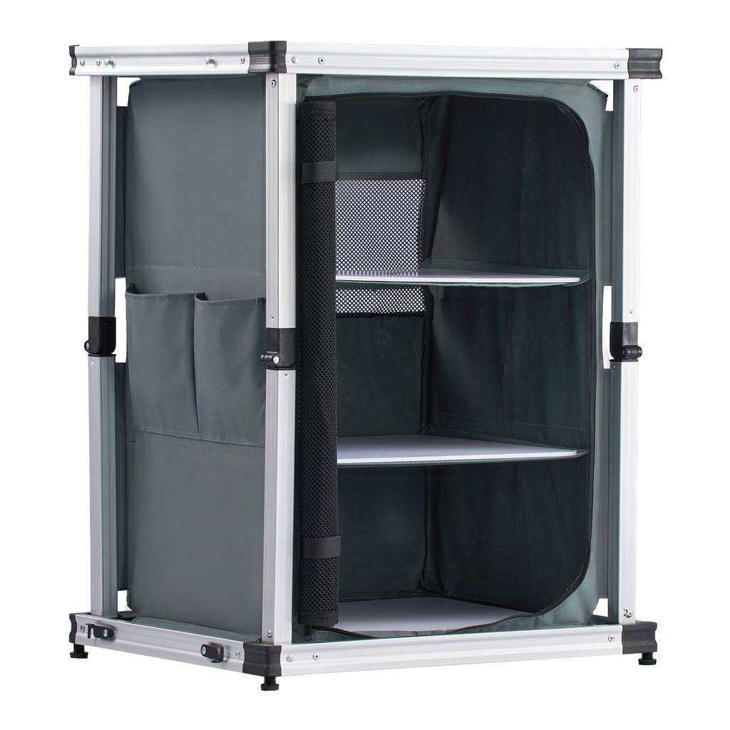 VEVOR Folding Camping Storage Cabinet, Outdoor Portable Aluminum Lightweight Table, Quick Set-up Compact Kitchen Cook Station
