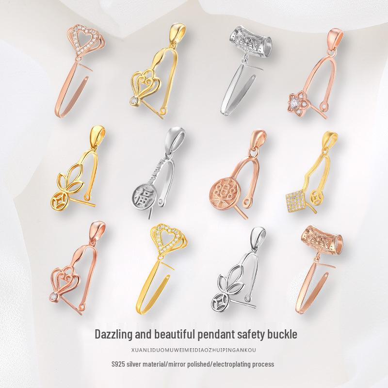 

925 Sterling Silver Ethnic Style Safety Clip for DIY Jade Pendant