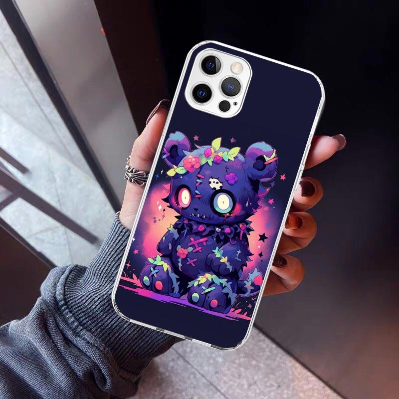 

Scary Bear Doll Dark Phone Case For iPhone 17 Air 11 13 Mini 14 15 Plus 16 12 Pro Max 16E SE 7 8 Pattern Soft TPU Back Cover 17 iPhone 7(8)SE