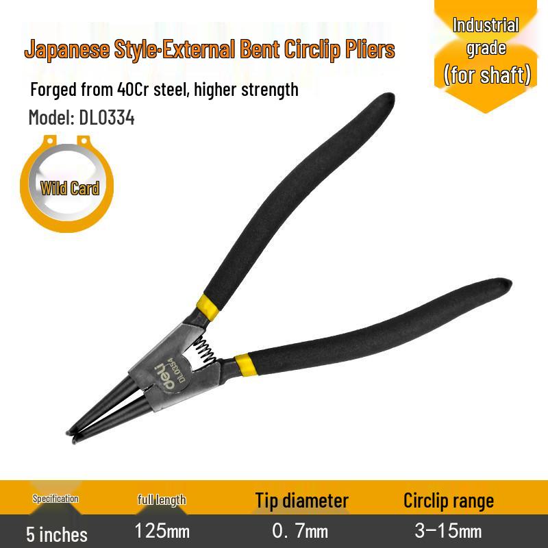 Deli Tools Circlip Pliers Set: 5/7/9/13 Inch, Straight & Bent, Internal & External 5 Inch