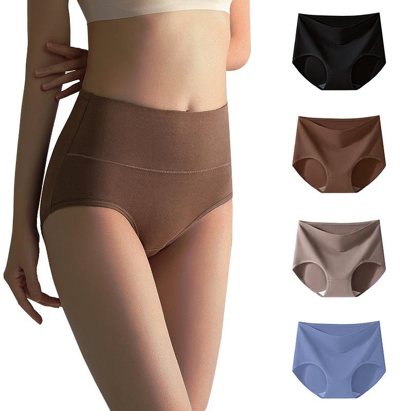 Pure Cotton High-Waisted Underwear Women'S Antibacterial And Antibacterial Crotch Women'S Underwear Solid Color Belly And Hip Briefs
