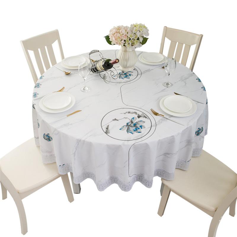 Round Table Tablecloth Household Waterproof, Oil-Proof And Anti-Scalding Leave-In Round Tablecloth Pvc Coffee Table Fabric Dining Table Mat
