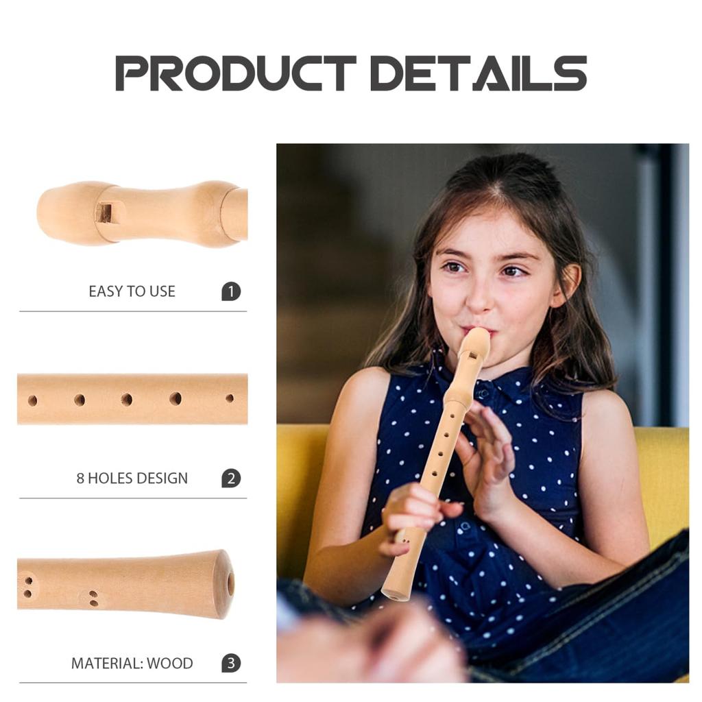 Ibasenice Wooden Soprano Vertical Musical Instrument for Exquisite Perfect for Practice 8-Hole Recorder, Flute, Beginners, Craftsmanship, Portable,
