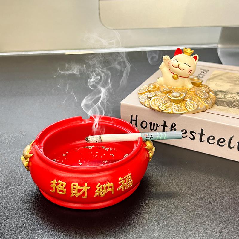 Creative Cute Lucky Cat Ashtray Windproof Living Room Desktop Decoration Lucky Cat Statue Home Decoration