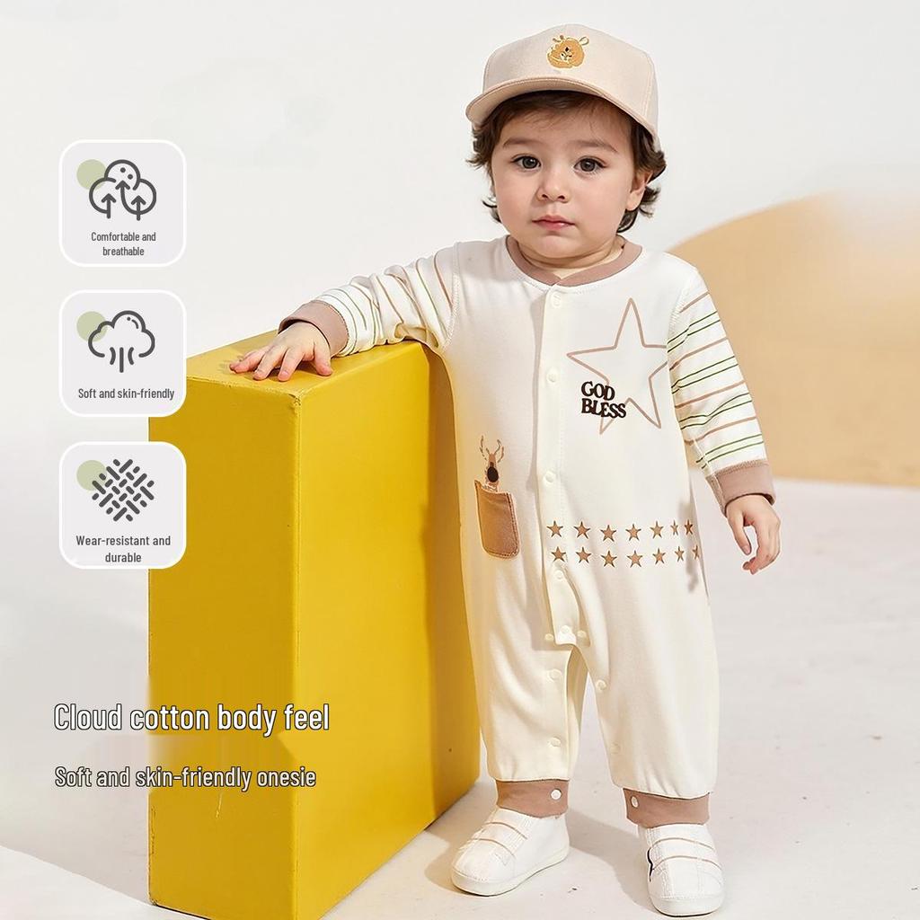 Tongtai Newborn Pure Cotton Baby Bodysuit - Spring/Autumn Jumpsuit Romper