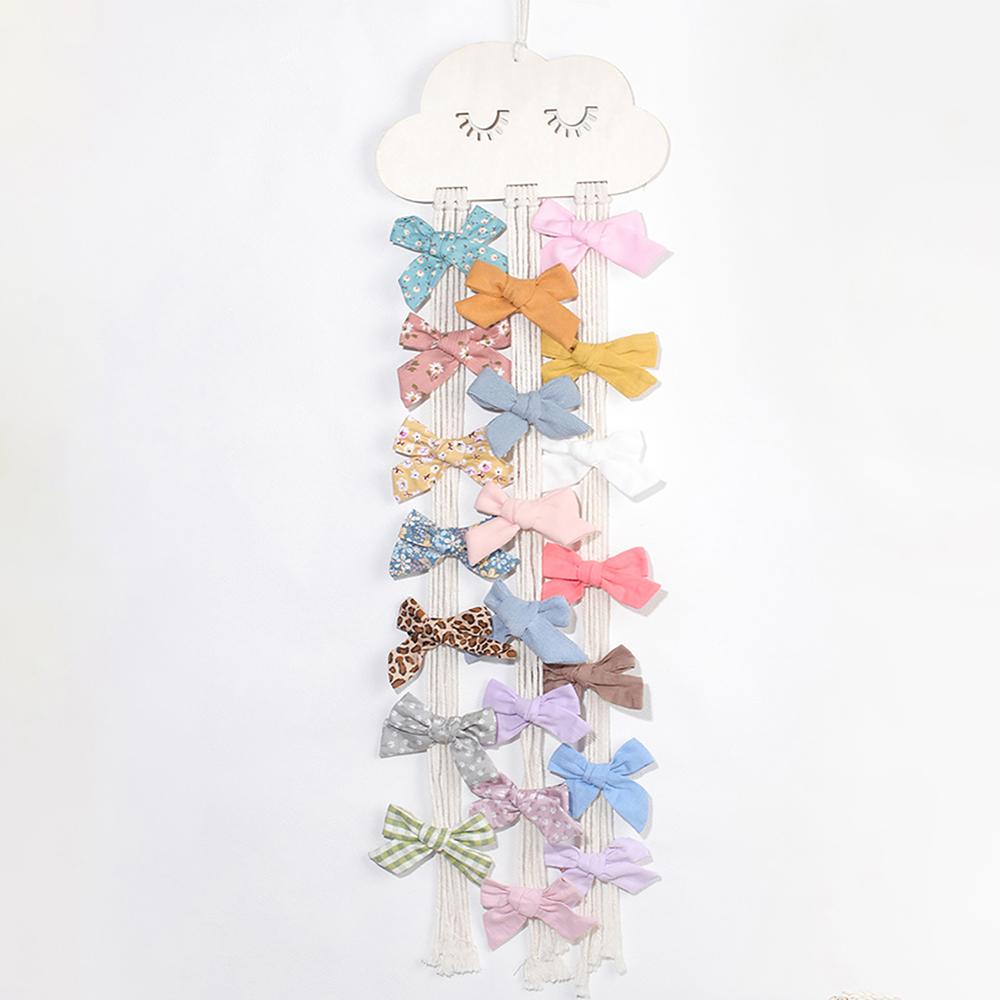 Rainbow Braided Rope Wall Hanging Organizer Hair Clips Storage Holder For Girl Bedroom Bathroom Decor Wall Ornaments Accessories