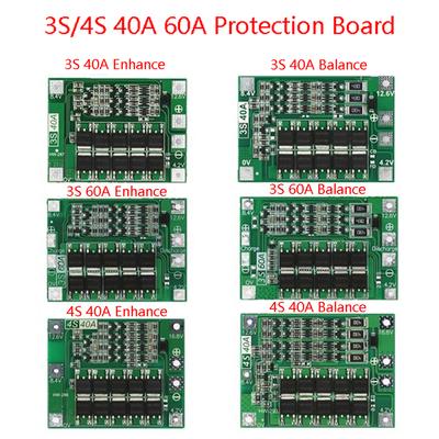 Placa de Proteção Carregador de Bateria de Lítio Li-ion 3S 4S 40A 60A BMS 18650 Para Motor de Furadeira 11.1V 12.6V/14.8V Melhorar Equilíbrio
