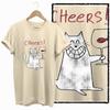 COOLMIND 100% cotton BEIGE cat print exclusive graphic women T shirt big size loose cotton cat lover women tshirt LOVELY cat tee