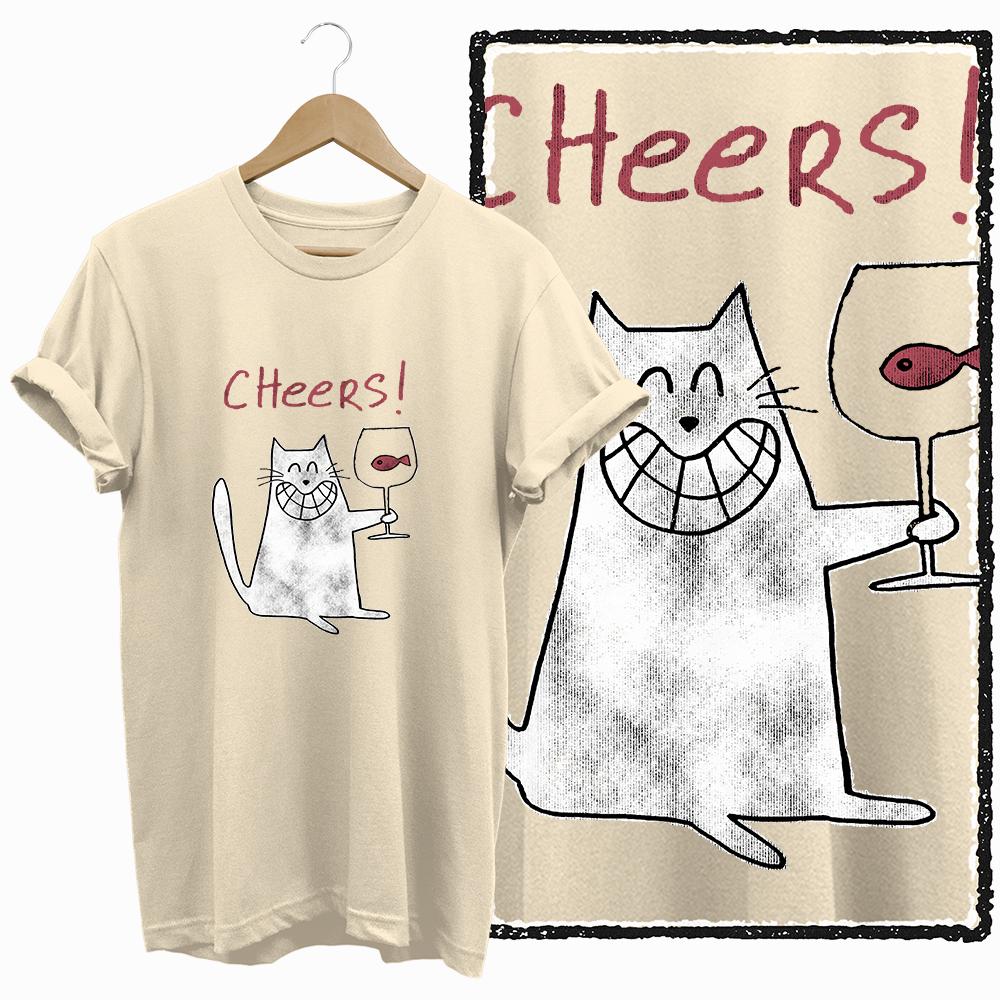 COOLMIND 100% cotton BEIGE cat print exclusive graphic women T shirt big size loose cotton cat lover women tshirt LOVELY cat tee