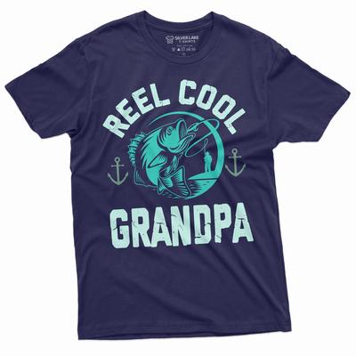 Reel Cool Grandpa Fishing T-shirt Grandfather Papa Gift Tee Birthday Fathers Day Present for Him Christmas Fisherman Gifts for Pops