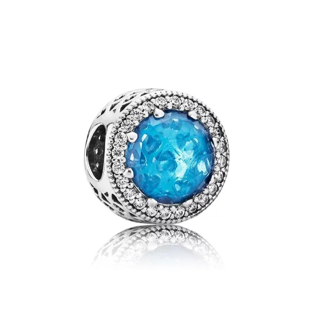 925 Silver Blue Pink Zircon Pendant for DIY Bracelet Necklace Fashion Jewelry Gift Beautiful Trinkets