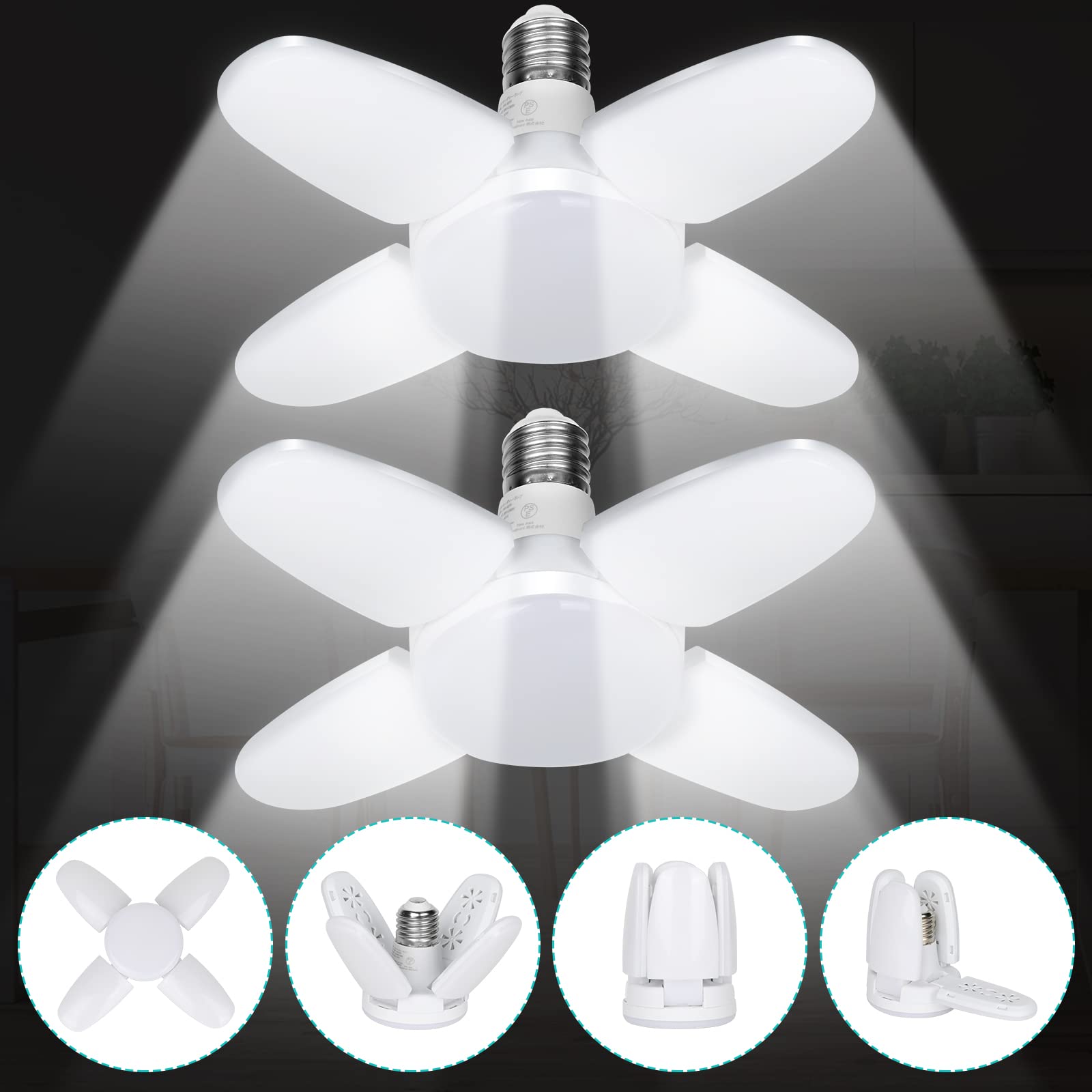 

Jornarshar Ultra Mini LED Garage Light, 45W (2 LEDs), Indoor, Small LED Bulbs, 6500K, Ceiling Lighting, Easy Installation, No Construction Required,