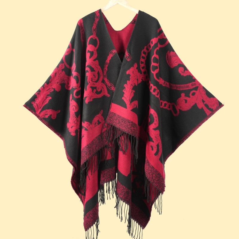 Women S Warm Fashion Jacquard Tassel Scarf Shawl For Office Use