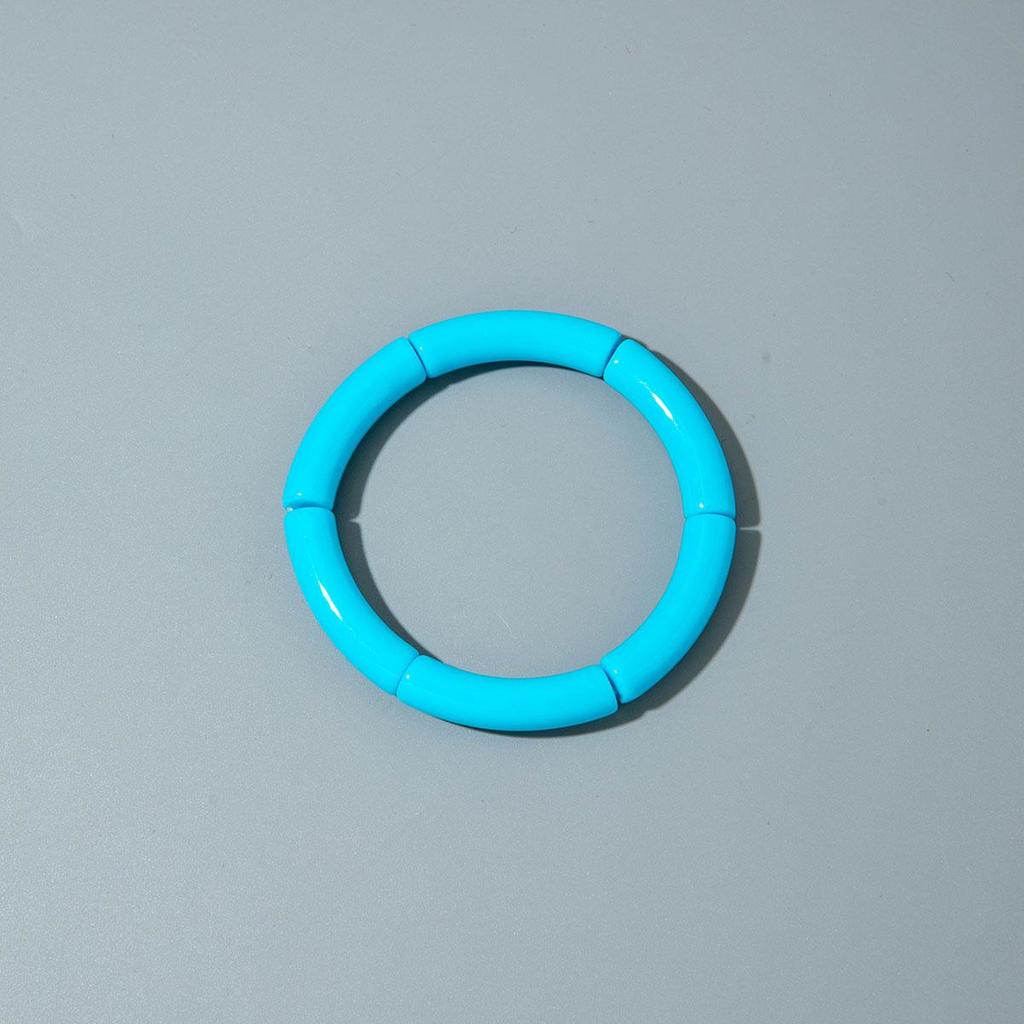 Cross Border Fashion and Cute Dopamine Style Round Tube Acrylic Bracelet for Women Jewelry Seaside Tourism Macaron Color Bracelet Matching