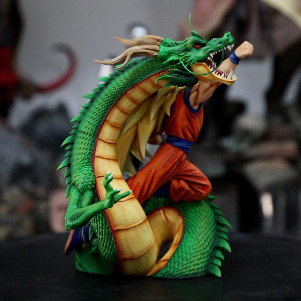 20cm Cartoon Anime Dragon Ball Z Dragon Fist Goku Shenron Combat Form  Statue Model Decoration Children Toy Decorative Gift