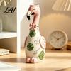 Pink Desk Ornament for Girls Cute Resin Flamingo Decorative Vase Flower Holder Figurine Statues Living Room Tabletop Dried Artificial Flowers,