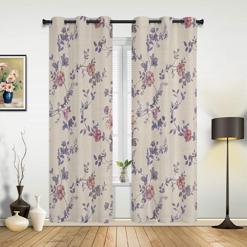 Cortinas de ventanas con flores y plantas, tratamientos de ventanas para sala de estar y dormitorio, cortinas de cocina para el hogar