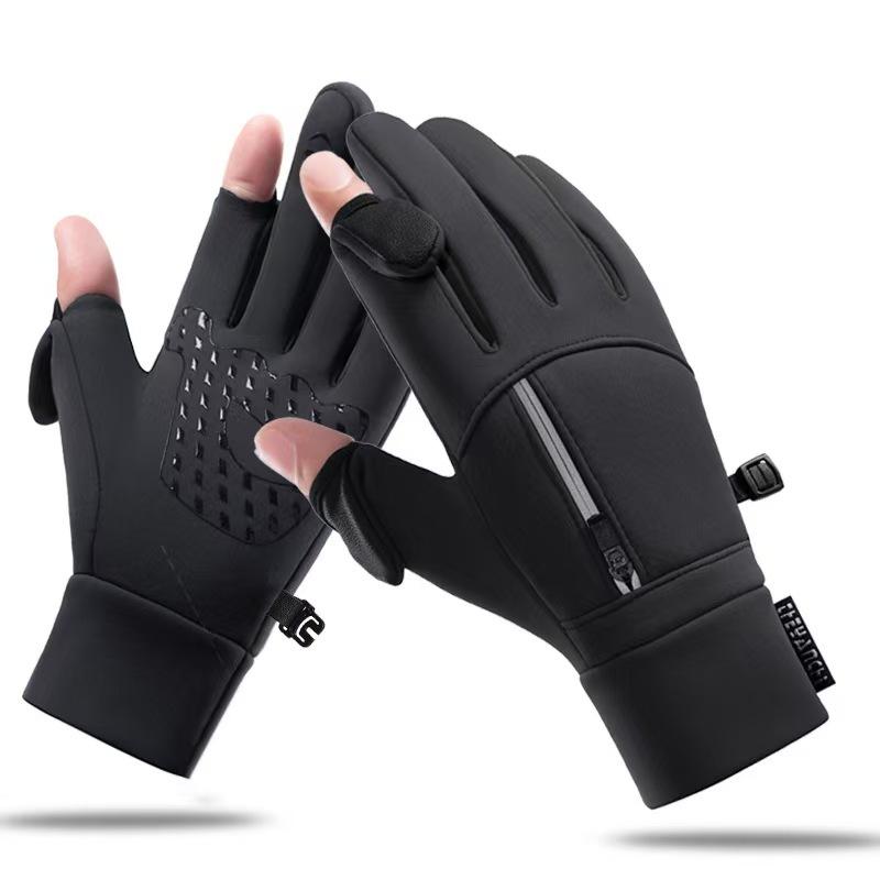 

Cycling Gloves Men s Autumn and Winter Outdoor Cycling Sports Anti slip Touch Screen Thickened Fishing Express Delivery Takeaway Two Finger Gloves L