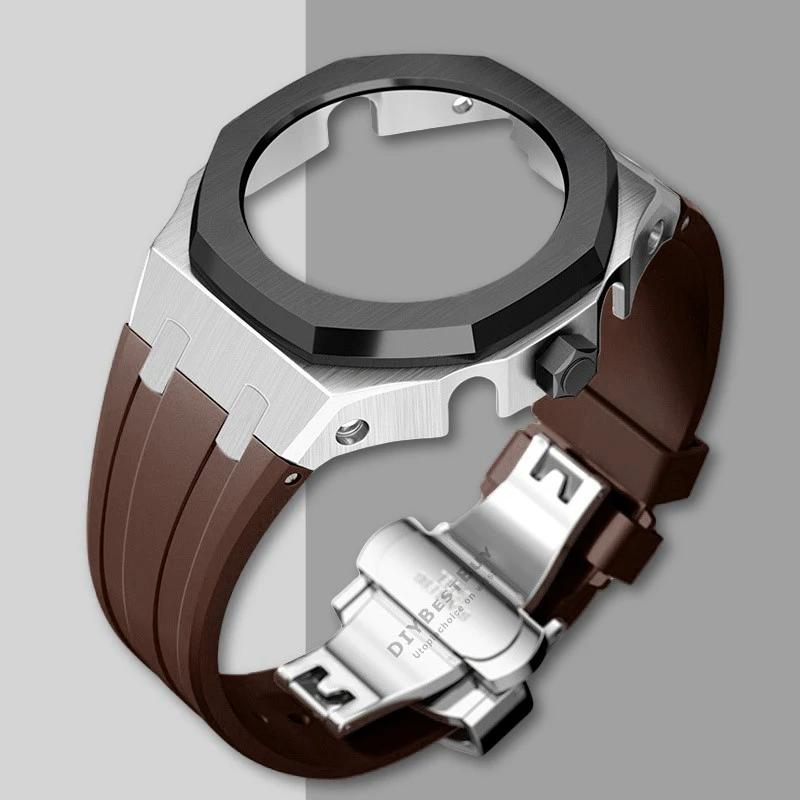 Ny Gen5 Casioak-fodral i rostfritt stål för G-Shock GA2100 Mod-kit Modifieringssats Metallram gummiband för GA2110 GAB2100