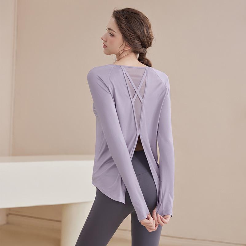 Women's Quick-Dry Mesh Yoga Tops - Long-Sleeve, Breathable Pilates Fitness Wear